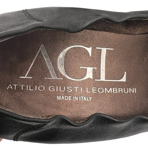 AGL Attilio Giusti Leombruni Black Leather Cap Toe Block Heels Size 39 Women’s - Picture 2 of 9